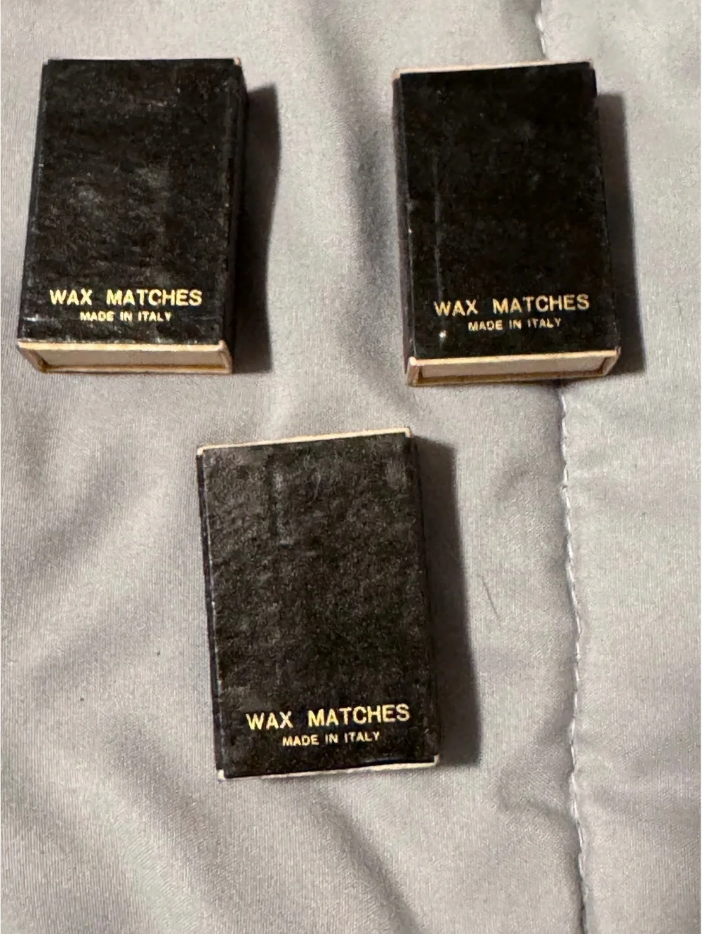 Set of 3 Vintage Italian Wax Fireplace Matches Wooden Boxes Made in Italy Hearth